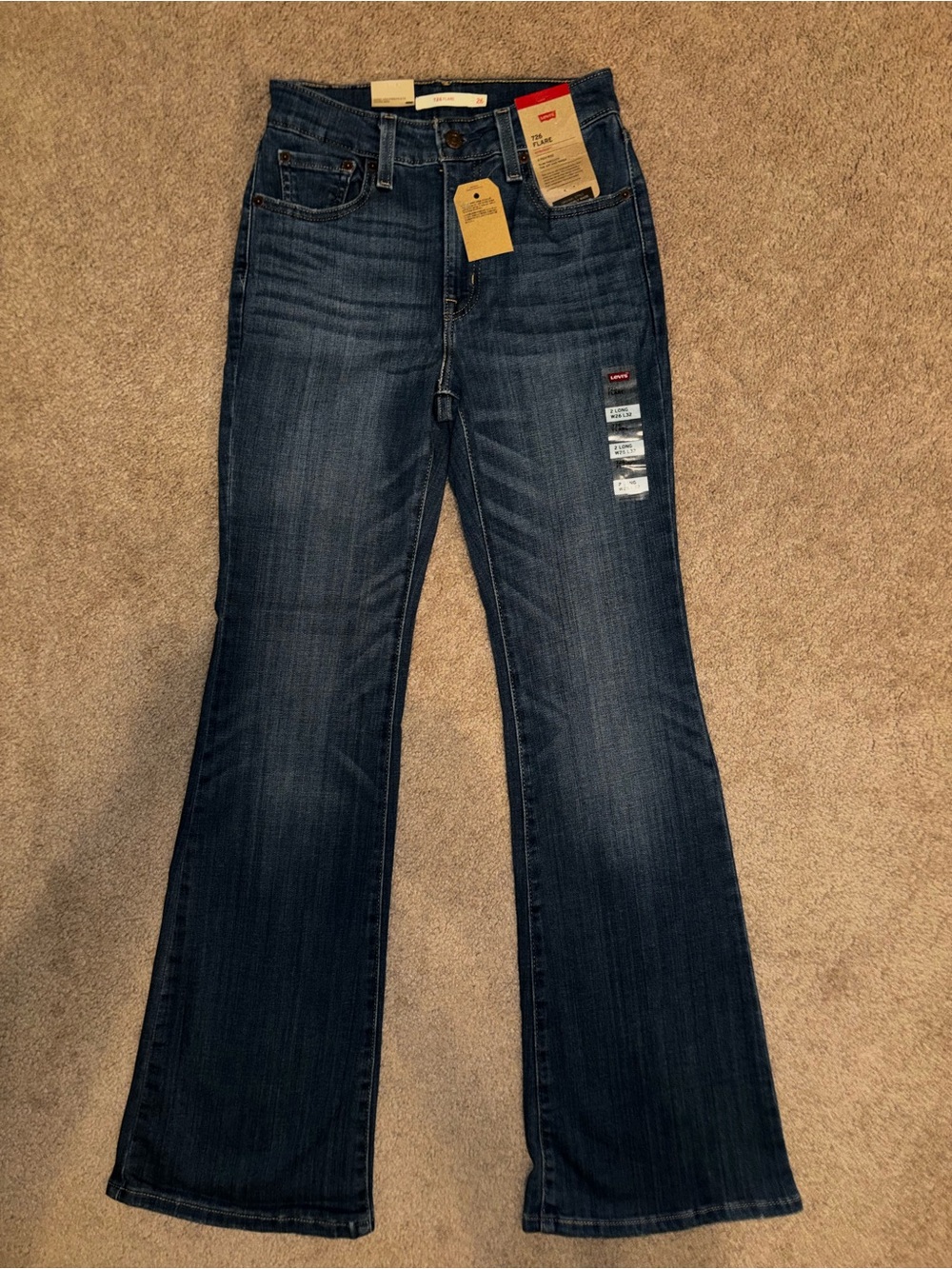 Levi's 726 Flare Jeans in Blue Waist 26 Length 32 NWT